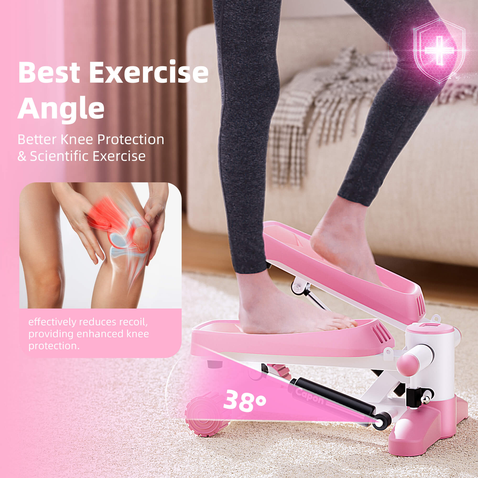 Capon Stair Stepper for Exercises, Portable Mini Steppers with Resistance Band & Non-Slip Mat, 330LB Weight Capacity and LCD Calories Display, Aerobic Fitness Stepper Machine for Home Office Workout Capon Stair Stepper for Exercises, Portable Mini Steppers with Resistance Band & Non-Slip Mat, 330LB Weight Capacity and LCD Calories Display, Aerobic Fitness Stepper Machine for Home Office Workout